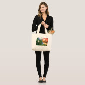 Grand Tote Bag Rose de Noël blanc (Devant (modèle))