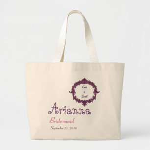 Grand Tote Bag Rose pourpre de cadre vintage de demoiselle