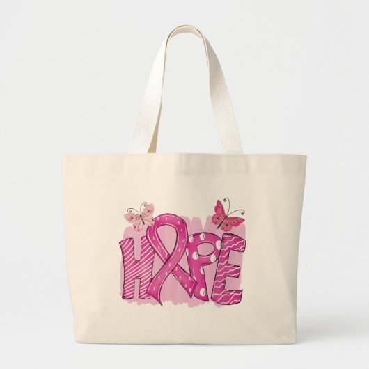 Grand Tote Bag Rosé Ribbon Guerrier Survivant Fighter Cancer du s (Devant)