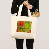 Grand Tote Bag Rose rouge et foune *personnalisez* BAG (Devant (produit))