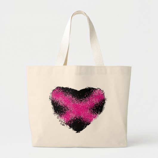 Grand Tote Bag Rosée choquante sur la parties scintillant noire p (Devant)