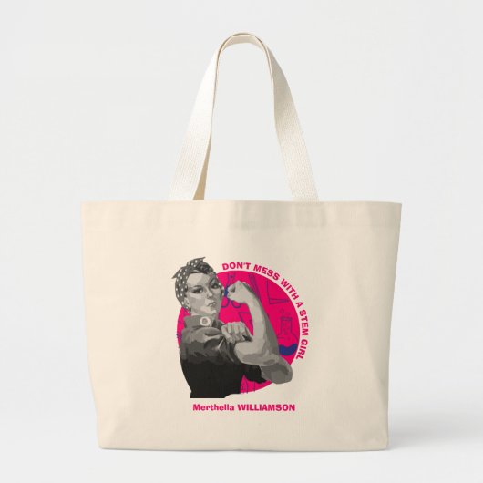 Grand Tote Bag Rosie FEMMES Riveter DANS STEM Girl (Devant)