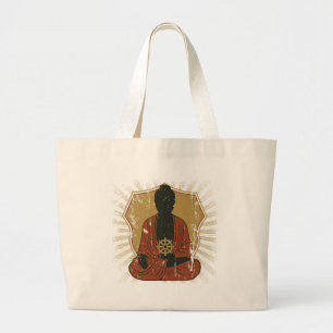 Grand Tote Bag Roue méditante de Bouddha Dharma