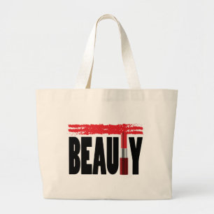 Grand Tote Bag Rouge à lèvres de typographie de beauté