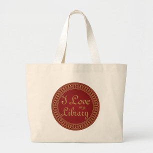 Grand Tote Bag Rouge d'amant de bibliothèque et cadeau de lecture