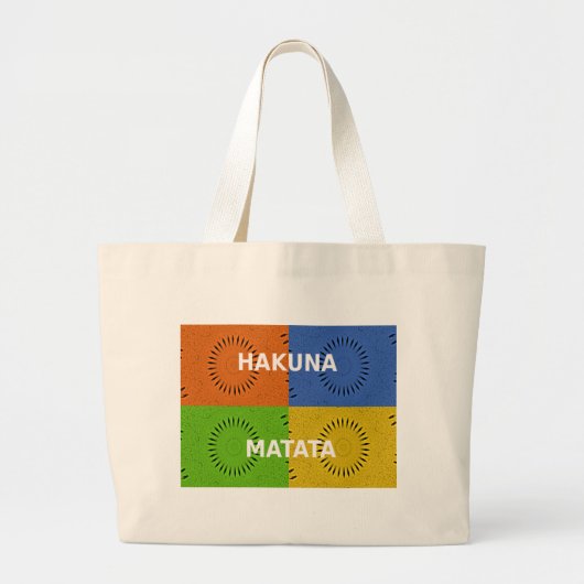 Grand Tote Bag Rouge doré Vert Hakuna Matata (Devant)