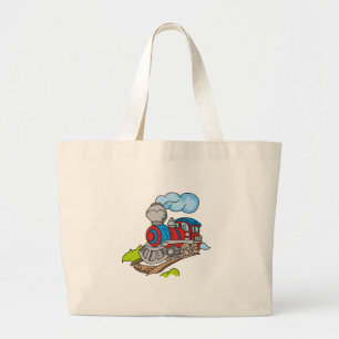 Grand Tote Bag Rouge et train bleu