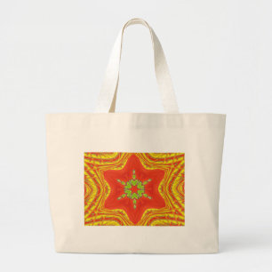 Grand Tote Bag Rouge or Africain Traditionnel Design d'étoile Mot