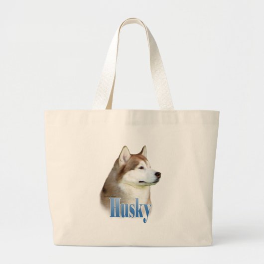 Grand Tote Bag Rouge Sibérien Husky Nom (Devant)