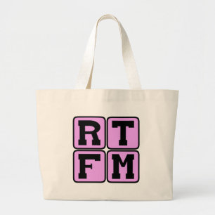Grand Tote Bag RTFM Lire Le #$%%^ Manuel Acronyme d'Argot Interne