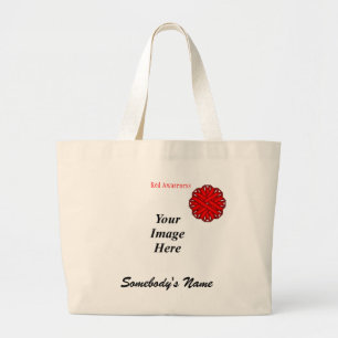Grand Tote Bag Ruban à fleurs rouges Modèle par Kenneth Yoncich