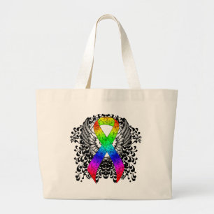 Grand Tote Bag Ruban arc-en-ciel avec ailes