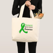 Grand Tote Bag Ruban de sensibilisation à la lésion cérébrale tra (Devant (produit))