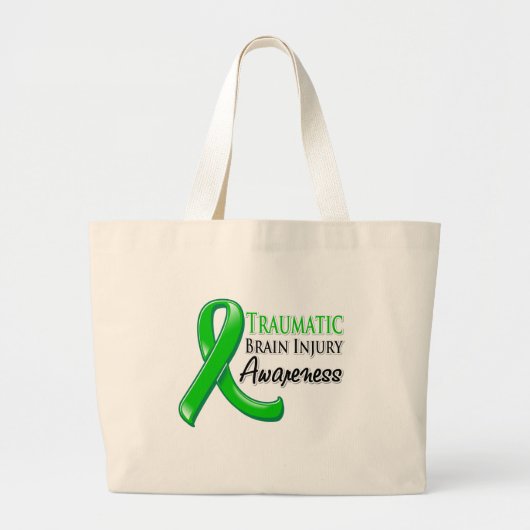 Grand Tote Bag Ruban de sensibilisation à la lésion cérébrale tra (Devant)