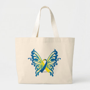 Grand Tote Bag Ruban papillon du syndrome de Down