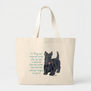 Grand Tote Bag Sagesse et humour du Terrier Écossais - En parlant