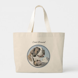 Grand Tote Bag Saint Bernard Peinture Rough St Original Chien Art