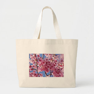 Grand Tote Bag Sakura Cherry Blossoms Red Stars