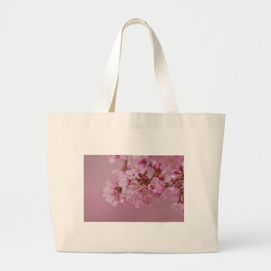 Grand Tote Bag Sakura Cherry Blossoms rose pâle Réflexions (Devant)