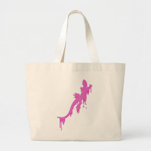 Grand Tote Bag Salamandre Rose Distressée Avec Lavette De Peintur