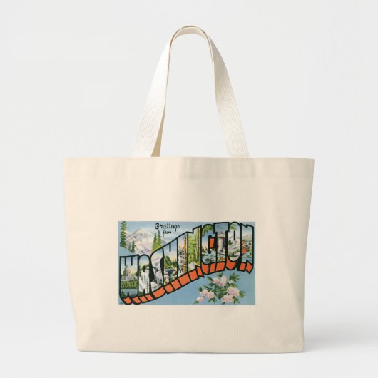 Grand Tote Bag Salutations de l'état de Washington ! Carte (Devant)