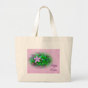 Grand Tote Bag Salutations de Pâques Fleur sauvage rose Deptford
