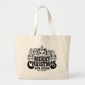 Grand Tote Bag San Diego City California Joyeux Noël Cats USA (Devant)
