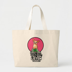 Grand Tote Bag Sassy Pup avec Basket Fourre-tout - "Y’all Gon" Li