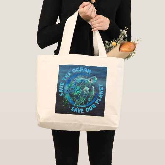 Grand Tote Bag Sauvez La Planète (Devant (produit))