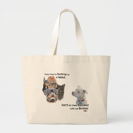 Grand Tote Bag Sauvez le Pitbull (Devant)