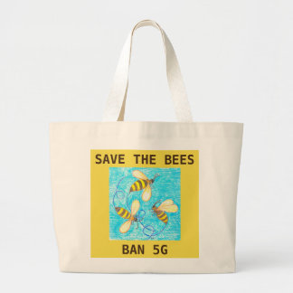 Grand Tote Bag Sauvez les abeilles, l'interdiction 5G fourre-tout