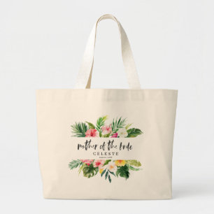 Grand Tote Bag Scénario d'aquarelle tropicale de la mariée
