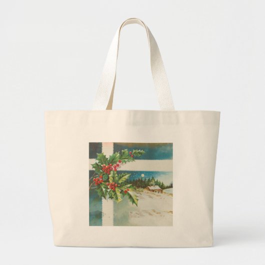 Grand Tote Bag Scène de Noël Hiver de neige blanche (Devant)