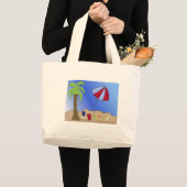Grand Tote Bag Scène de plage de vacances (Devant (produit))