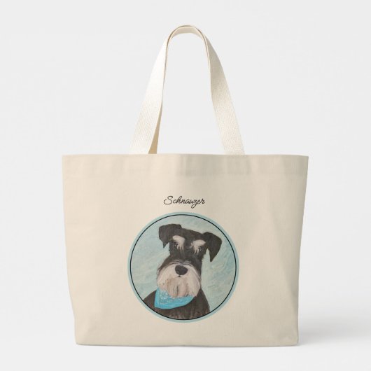 Grand Tote Bag Schnauzer Peinture Miniature non découpée Pot de c (Dos)