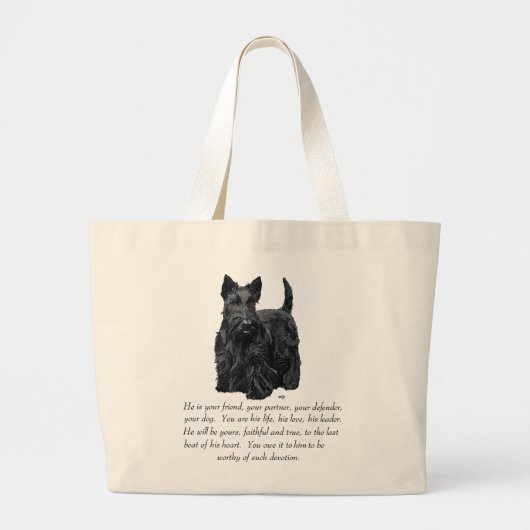 Grand Tote Bag Scottish Terrier Keepsaké - chien mâle (Devant)