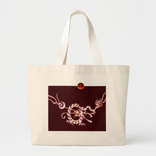 Grand Tote Bag SEA DRAGON RUBY, black and white red (Devant)