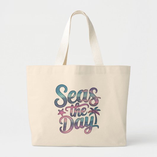 Grand Tote Bag Seas the Day Tropical Beach Summer Sailing Fun (Devant)