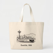 Grand Tote Bag Seattle Ferry Washington State Line Art (Devant)