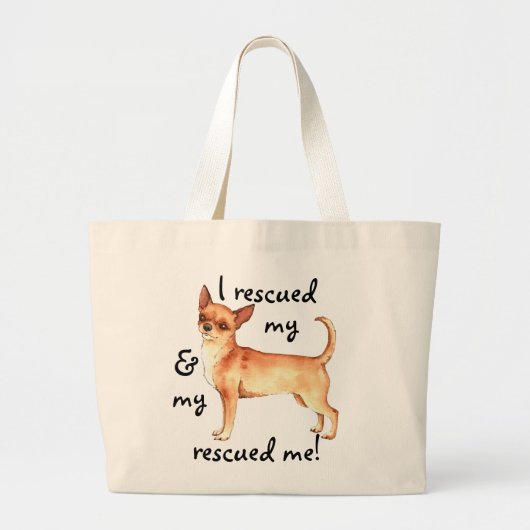 Grand Tote Bag Secourir Chihuahua (Devant)