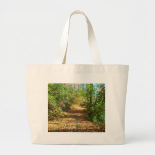 Grand Tote Bag Sentier forestier d'automne éclairé