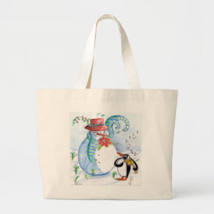 GRAND TOTE BAG SÉRÉNADE D'HIVER DE BONHOMME DE NEIGE ET DE