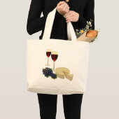 Grand Tote Bag Série de vin et de fromage (Devant (produit))