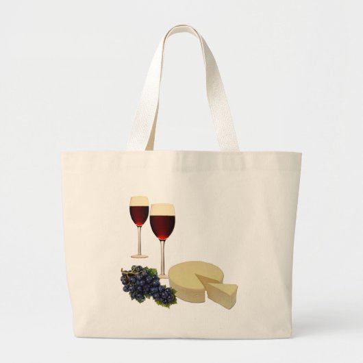 Grand Tote Bag Série de vin et de fromage (Devant)
