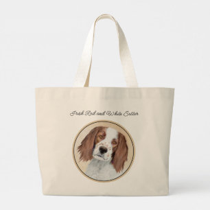 Grand Tote Bag Setter Rouge et Blanc Irlandais Peinture Œuvre d'A