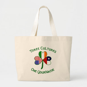 Grand Tote Bag Shamrock des drapeaux américains irlandais chilien