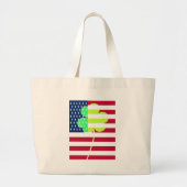 Grand Tote Bag Shamrock du drapeau irlandais américain Clover St. (Devant)
