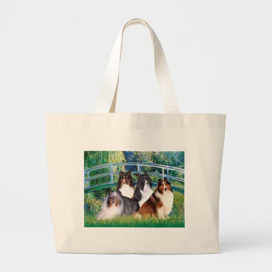 Grand Tote Bag Shetland Sheepdog (quatre) - Pont (Devant)