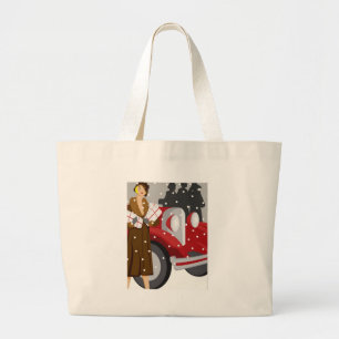 Grand Tote Bag Shopping de Noël dans la neige