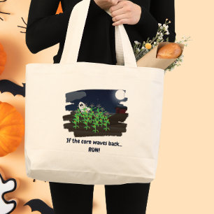 Grand Tote Bag Si le maïs fait signe en retour Drôle de fantôme d